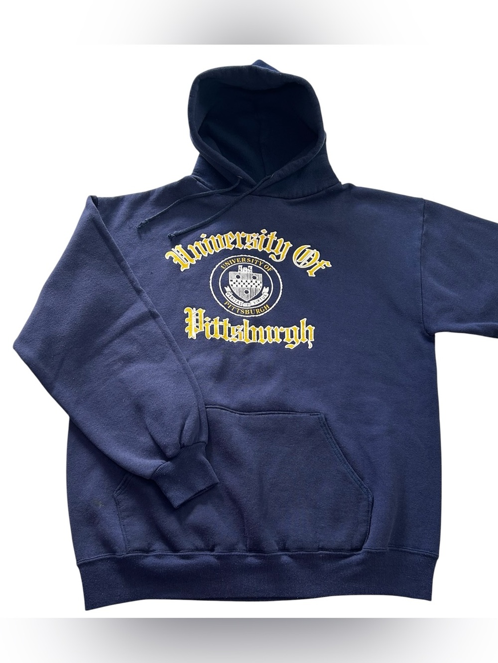 Vintage University Of Pittsburgh Pitt Panthers Men’s Hoodie Sweatshirt Blue sz L